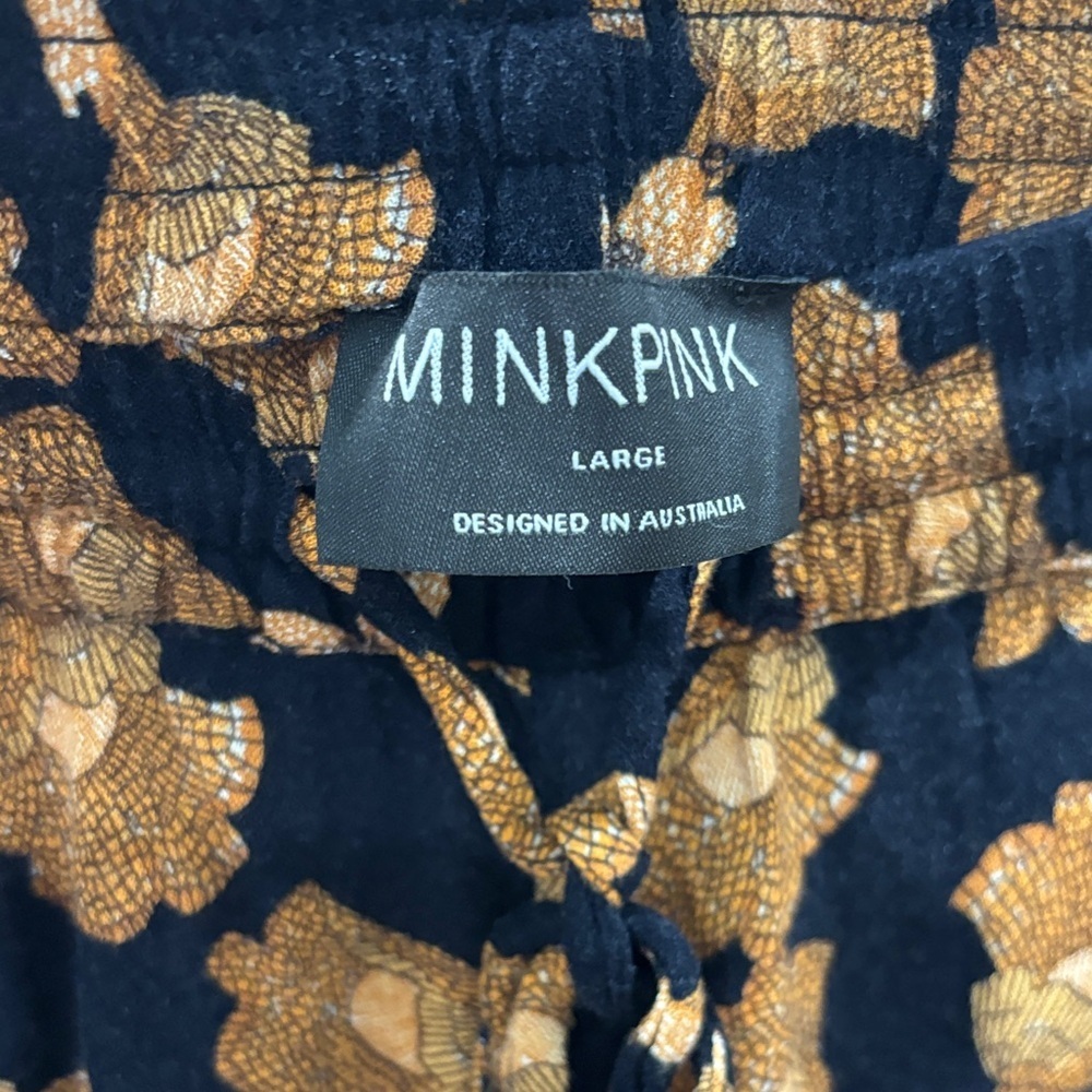 MINKPINK Nour Elastic PJ Jogger Size Large Black & Gold Design - Picture 4 of 6